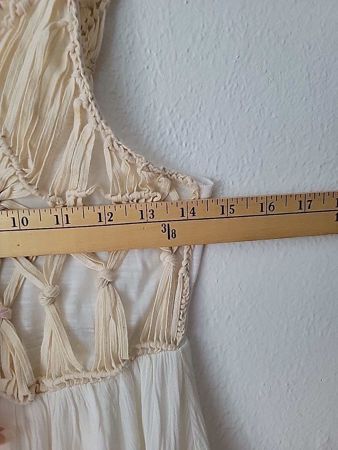 Miss Me Tunic Mini Dress Small Ivory Crochet Gauzy Boho Festival Fairy Beach