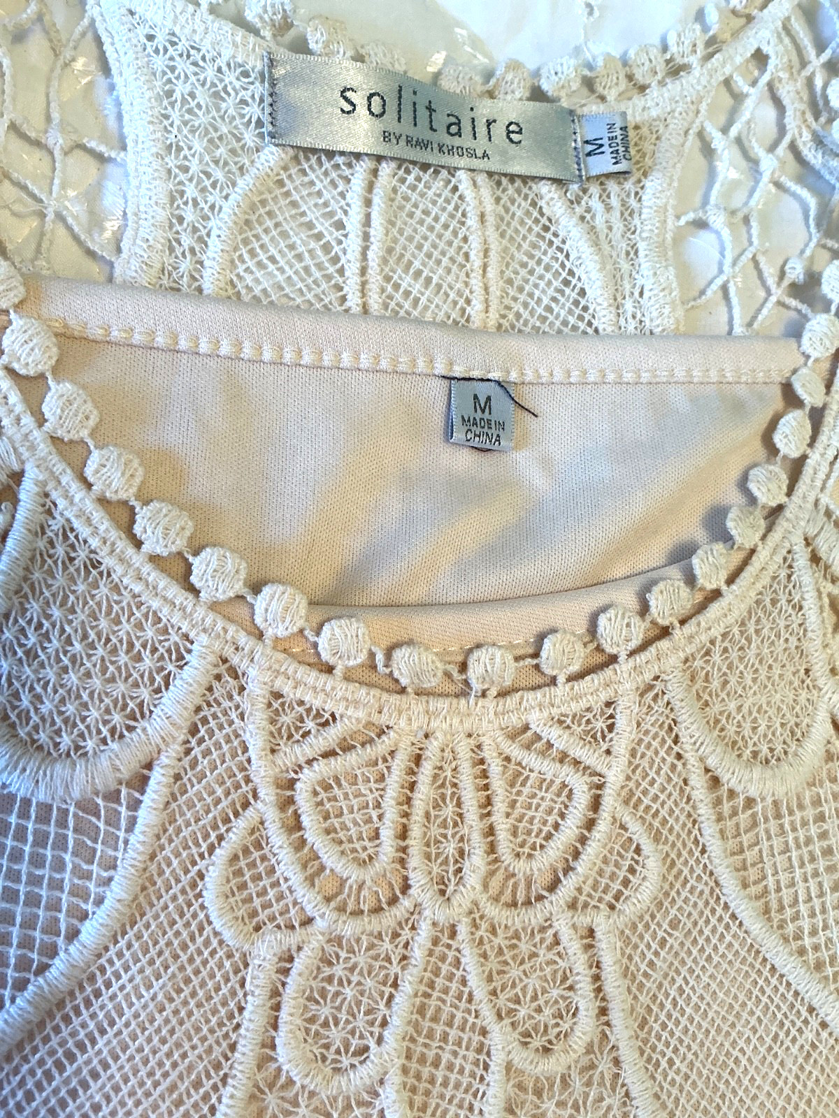 Solitaire Womens Dress Size M Ivory Crochet Lace w/ Slip Stretch by Ravi Khosla