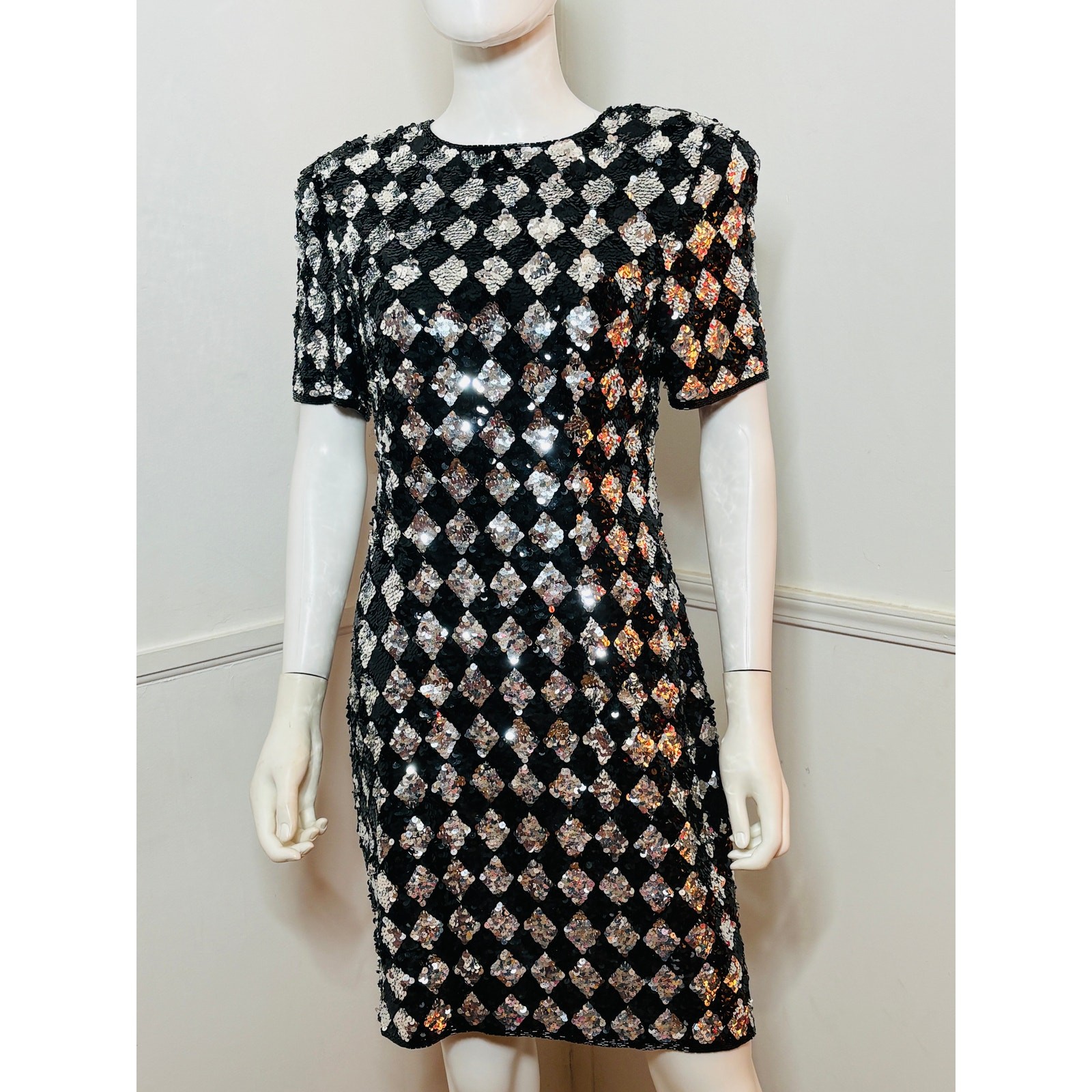1980s Vintage NWT Harlequin Sequined Mini by A.J Bari