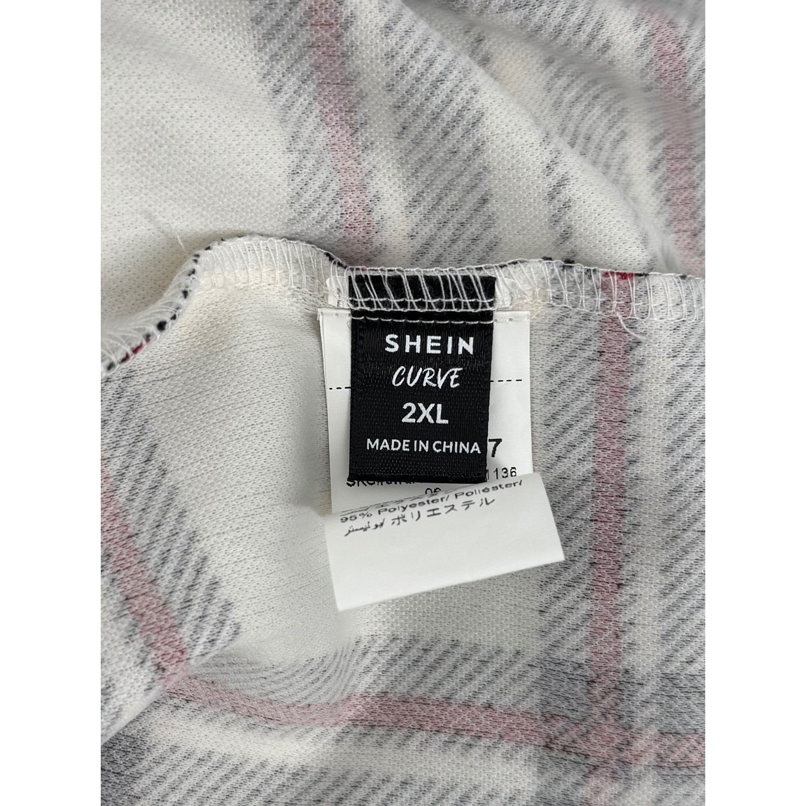 SHEIN Curve Womens 2XL Plaid Square Neck Mini Dress White Black Red Sleeveless