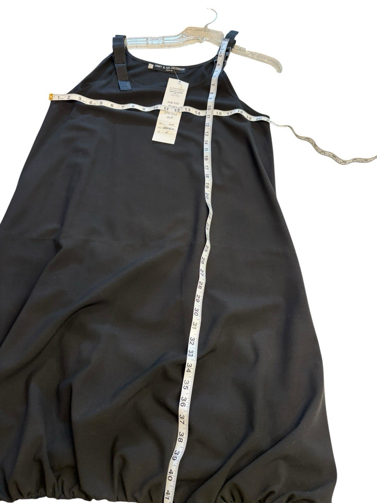 Anny & Adi Jacobson Black Bubble Hem Dress L Lagenlook Art To Wear Israel
