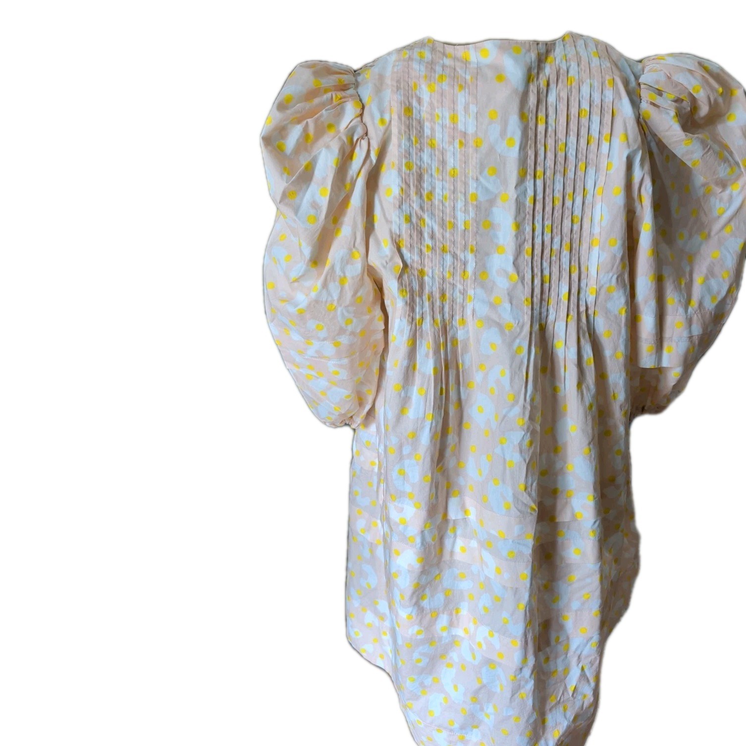 Hunter Bell Jenkins Dress Size S Missing 3 Buttons Light Pink Yellow Dots