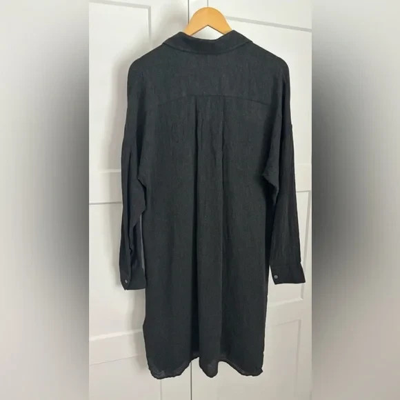 James Perse Charcoal Virgin Wool Blend Long Sleeve Shirt Dress SZ 2 (US M)NWOT