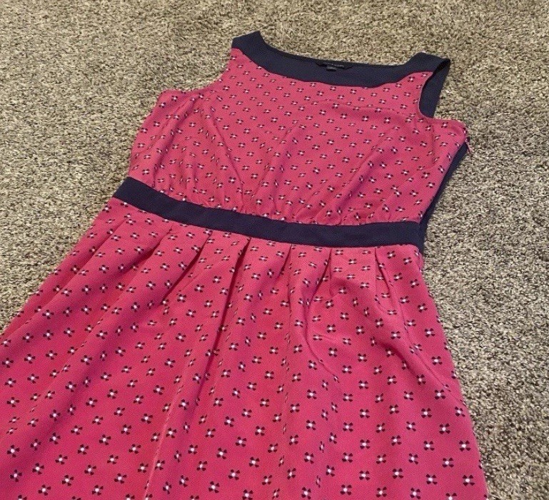 Tommy Hilfiger Side Zip Lightweight Lined Dress Womens 12 Pink Blue EUC