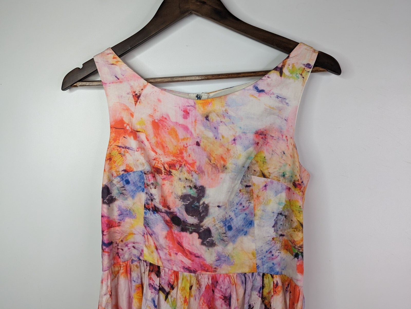 Betsey Johnson Womens Orange Purple Tie Dye Round Neck Zip Fit And Flare Dress 4