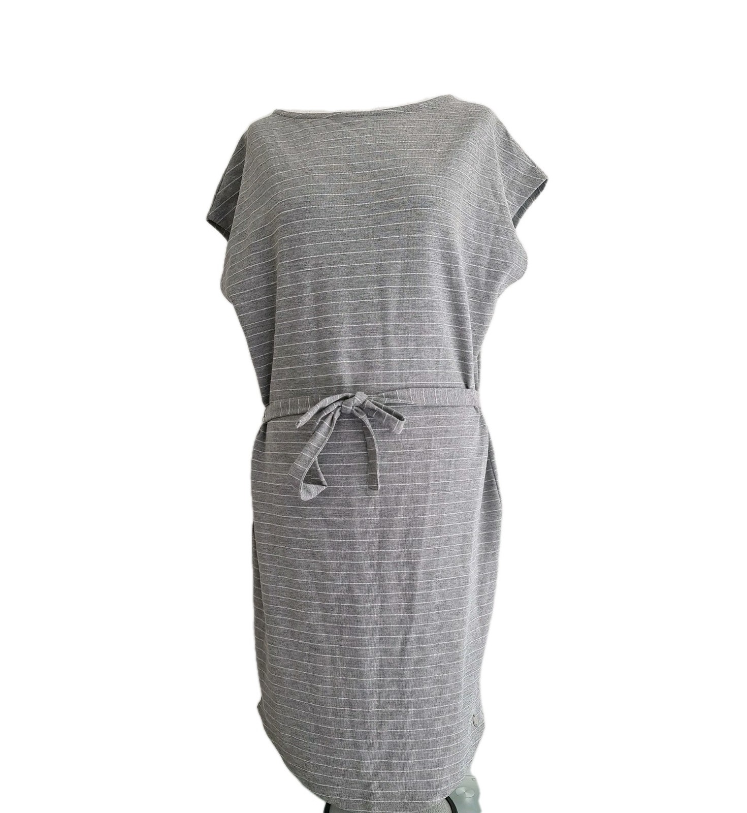 Cotton Club DressLadies Grey/White Striped Sleeveless Summer Tunic. Large. NEW!