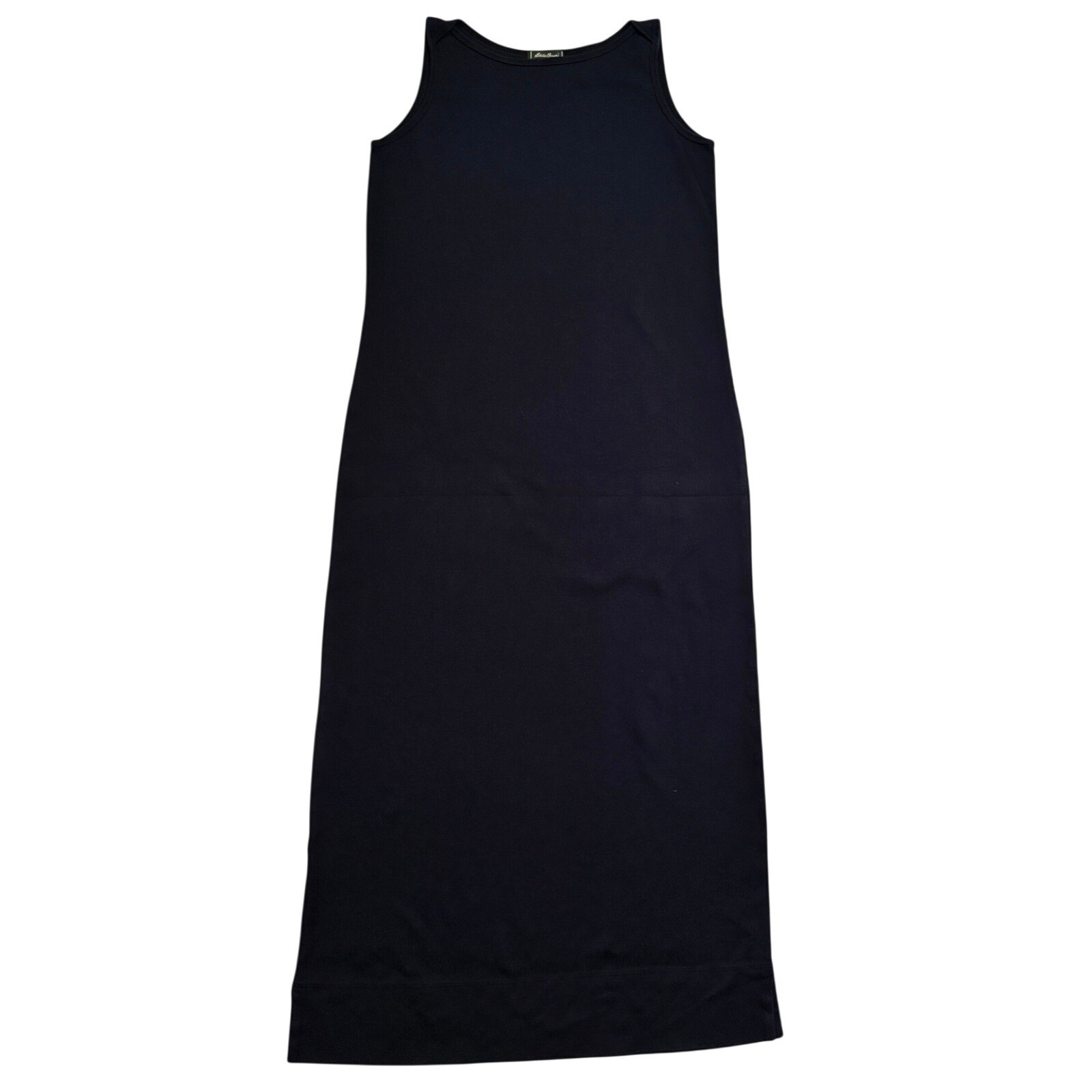 VTG 90s Y2K Eddie Bauer Maxi Tank Dress Medium Black Cotton Boat Neck Sleeveless