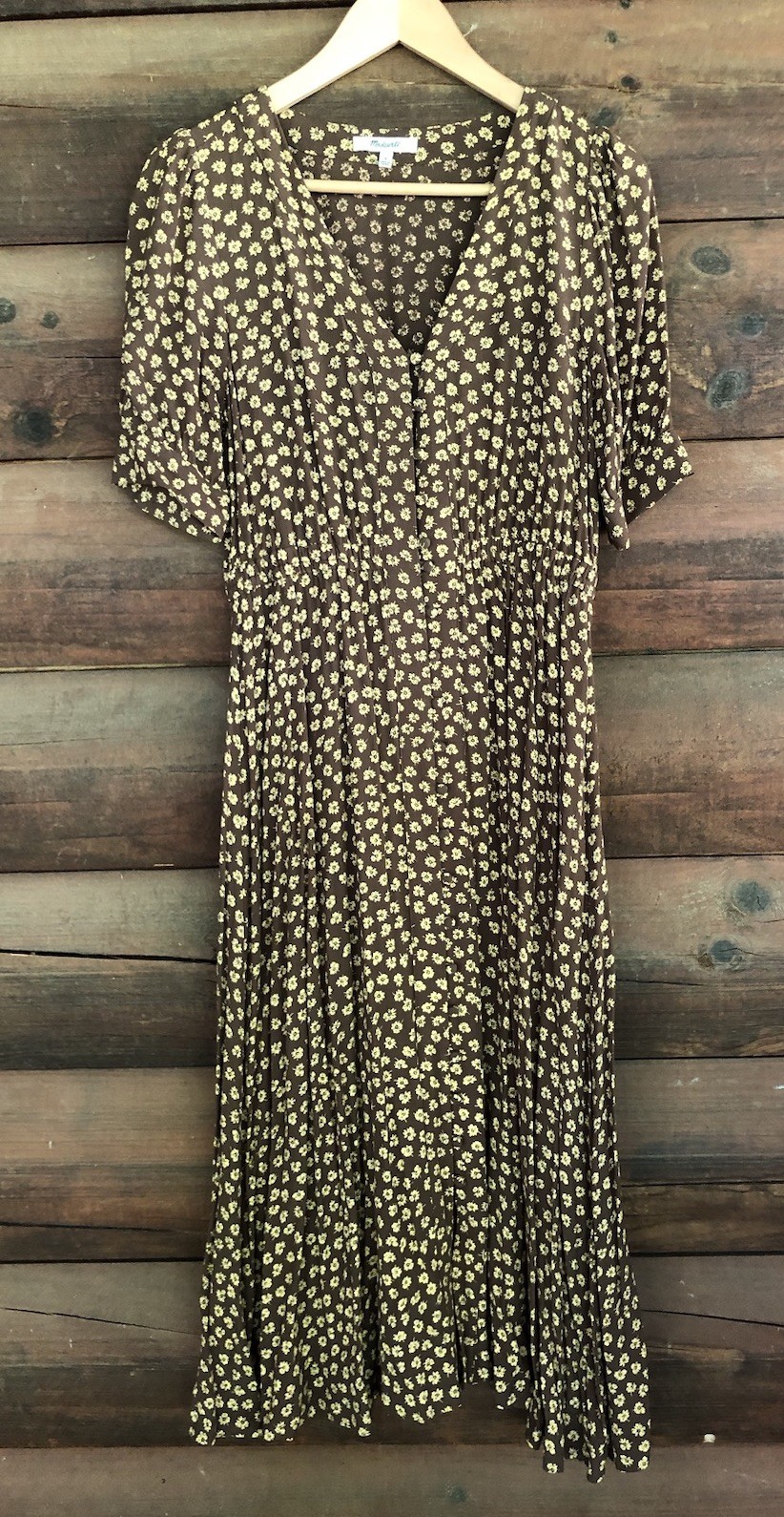 Madewell Button-Cuff Midi Dress in Woodcut Flowers Size 4