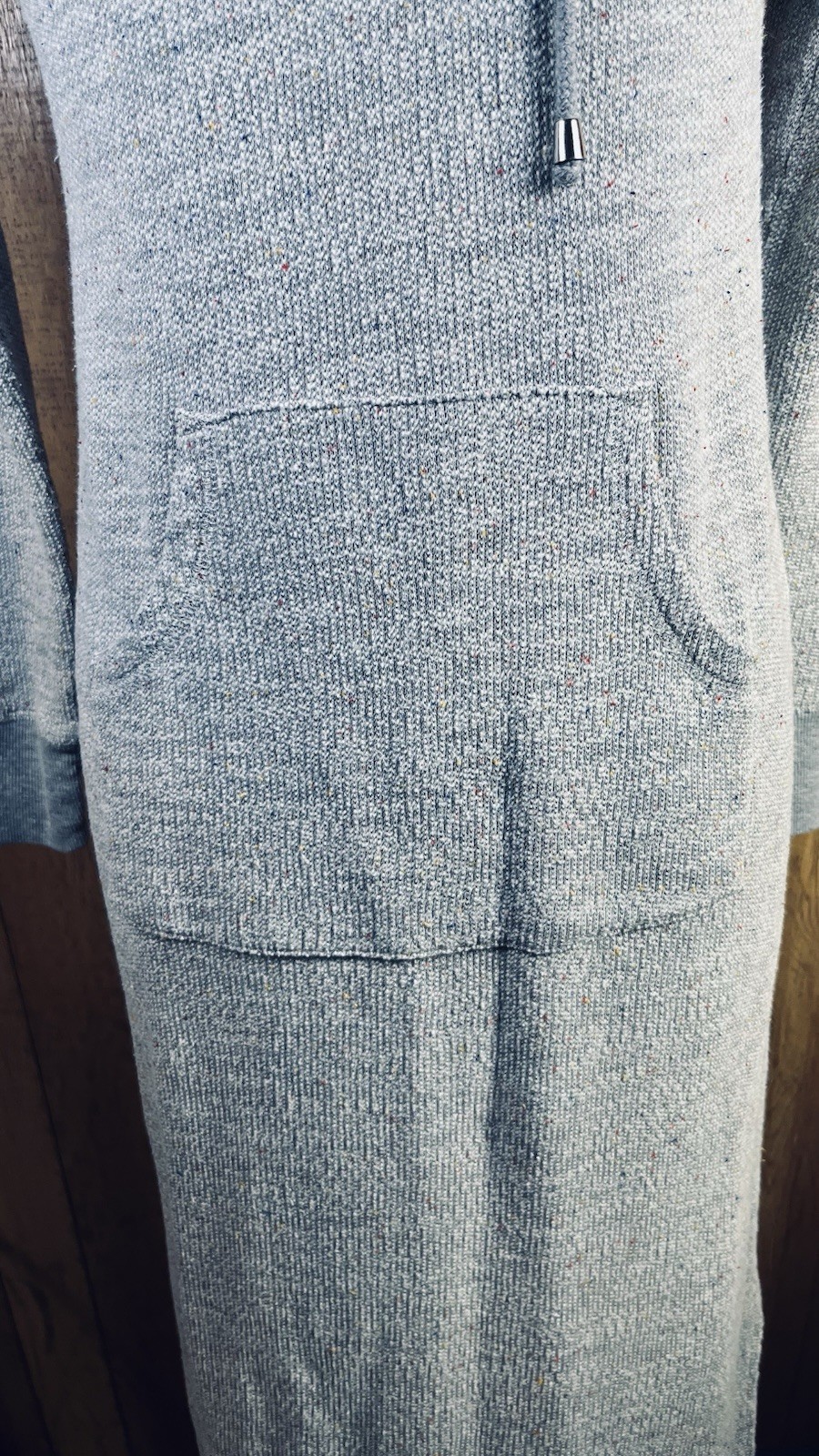 Soft Surroundings (XS) Gray Sweatshirt Dress Hooded 15” Side Slits Big Pocket