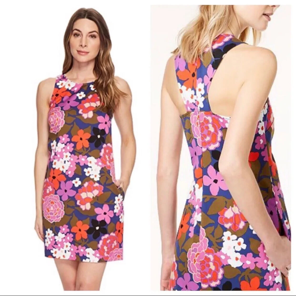 NWT Trina Turk Cosme Stretch Cotton Racer Back Sheath Shift Dress 0 XS Floral