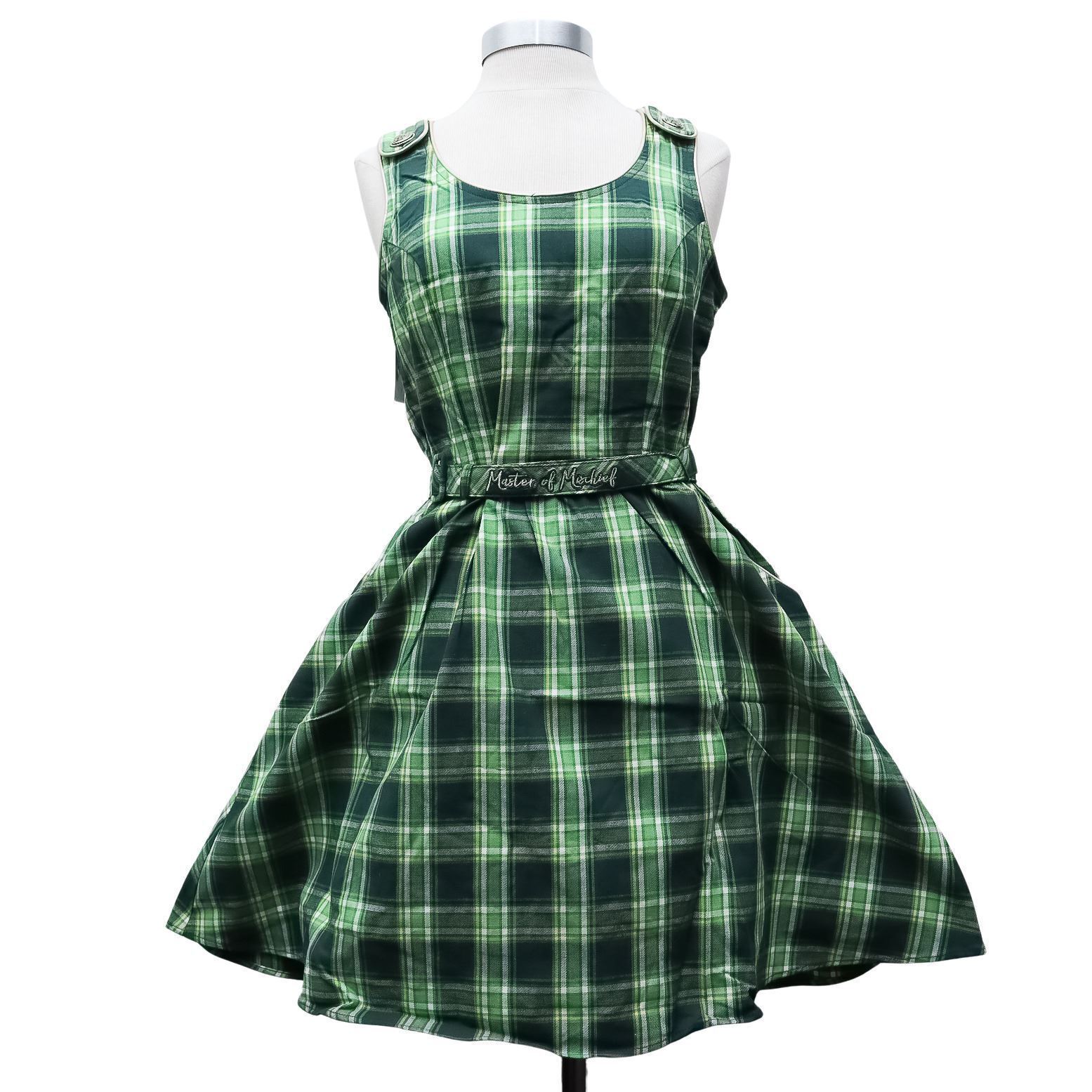 Loungefly Stitch Shoppe Disney’s Marvel Loki Green Plaid Tank Dress Size S