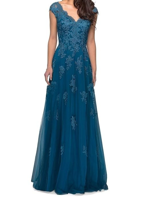 Tulle Lace Appliques Prom Evening Birthday Party Dress Size 16 Evening Gown