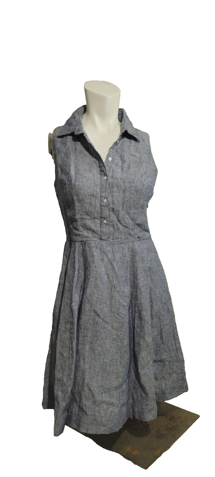 Adrienne Vittadini size 2 Dress sheath linen button collar pockets belt