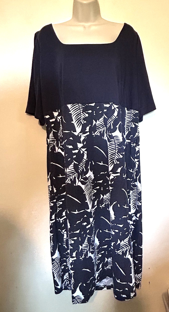 Jessica London Short Sleeve Navy Blue White Shift Dress Size 18 / 20