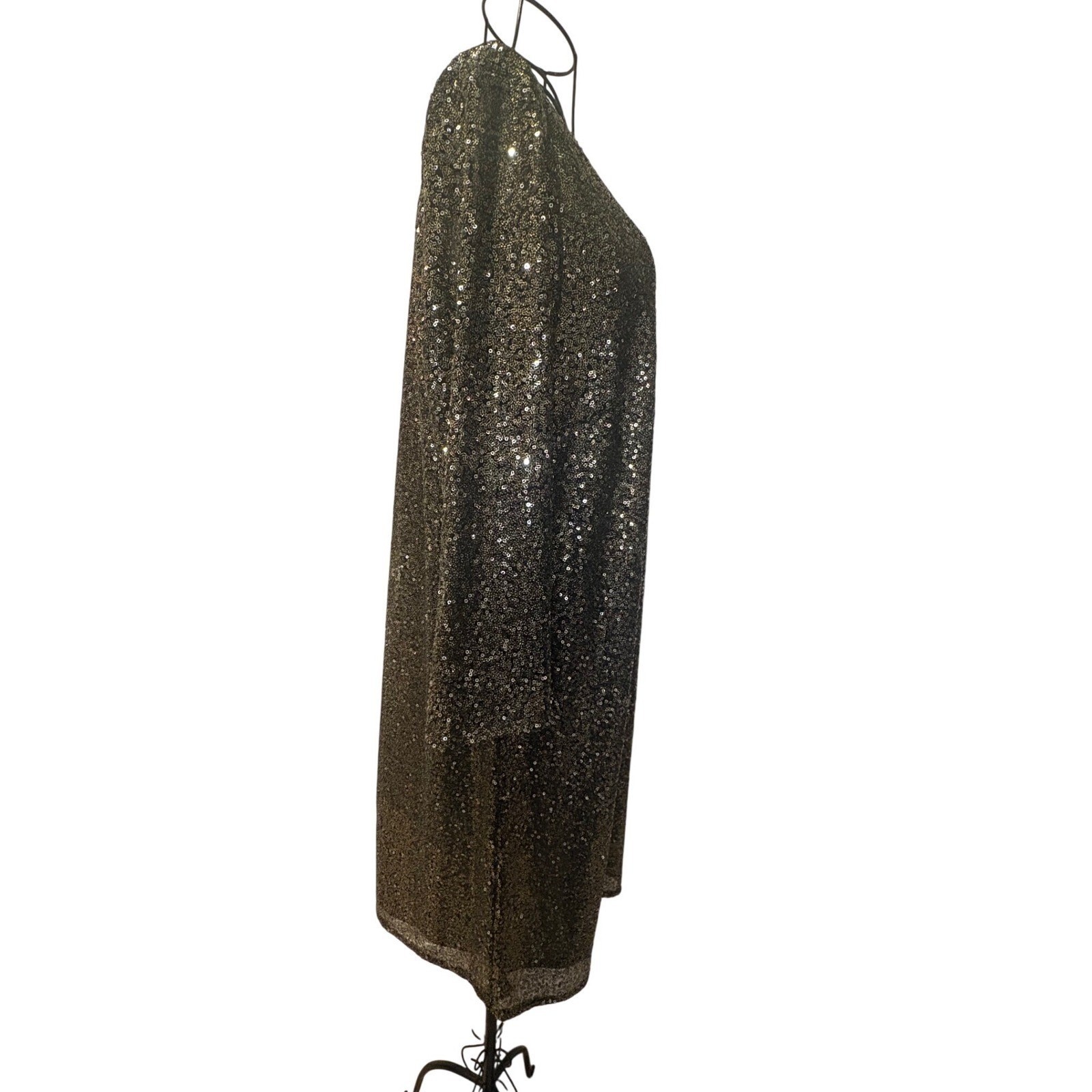 Worthington NWT Gold Sequin Long Sleeve Shift Dress w/ Back Cutout – Large