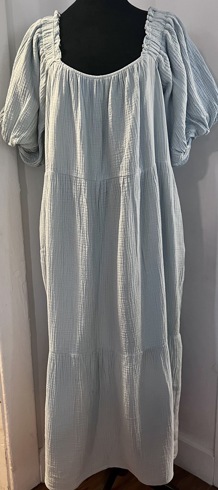 MABEL Puff Sleeve Prairie Scope Neckline Dress Cottage Core SZ Large