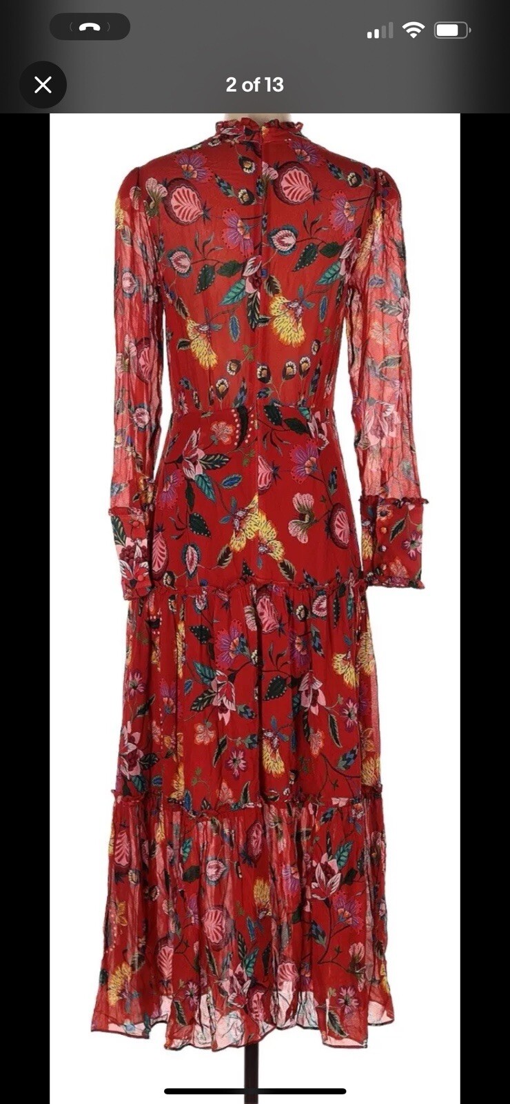 $560 Alexis Womens Rustic Floral Morgana Long MIDI Red Dress Sz S