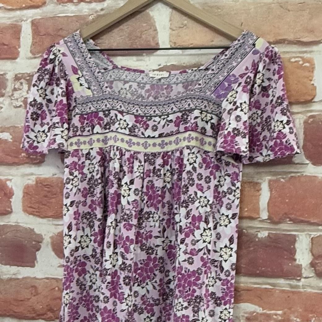 Jodifl Dress Womens Small Purple Multicolor Boho Floral Cottage Casual Sundress