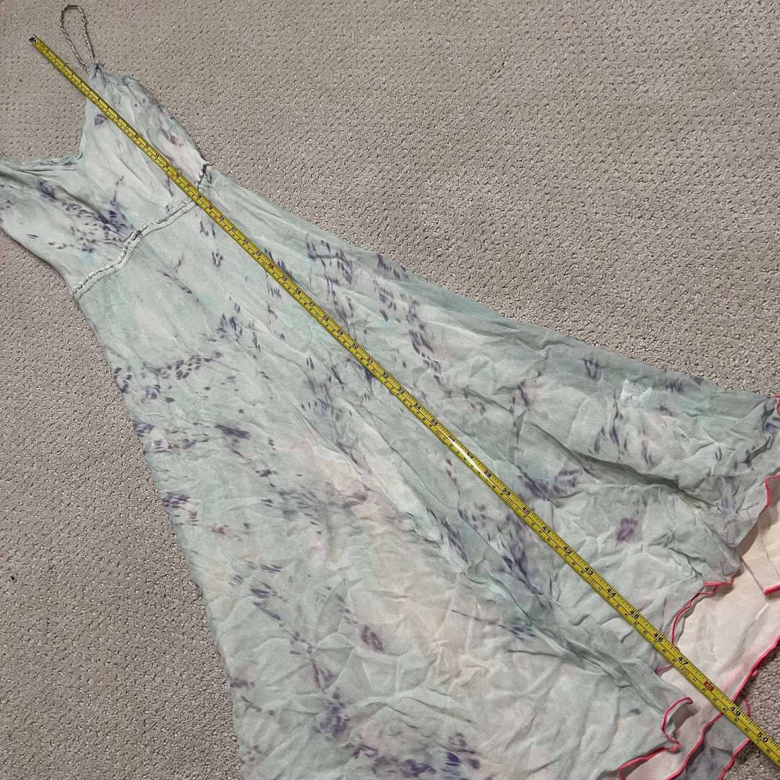 Love Shack Fancy Flowing Silk Fabric Lace Trim Detail Spaghetti Straps Size 0
