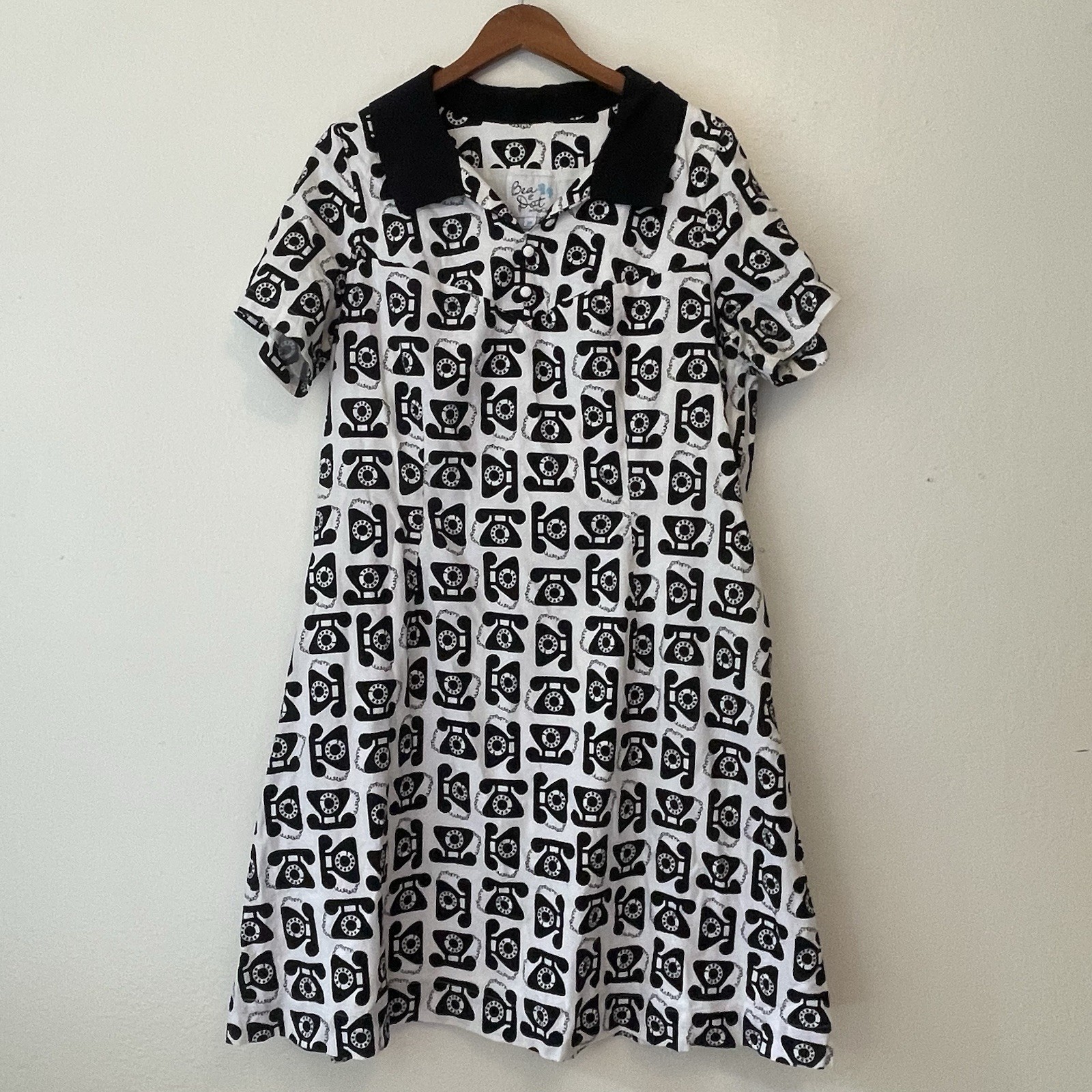 Dot & Bea by Modcloth 50s Rockabilly-Inspired Telephone Print Dress Womens 2X