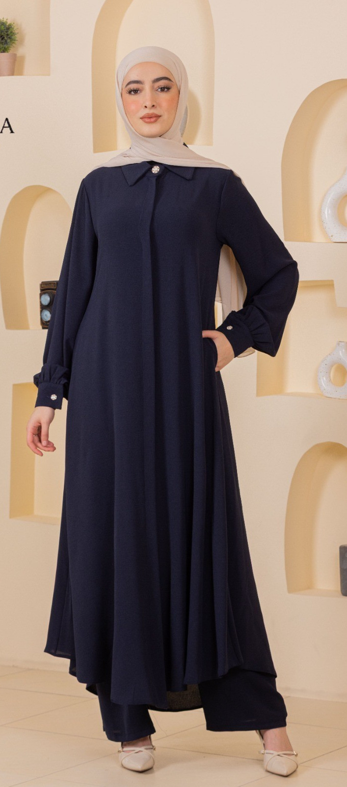 Women’s Modest Islamic 2piece Navy Suit Pro Jessica PLUS SIZE