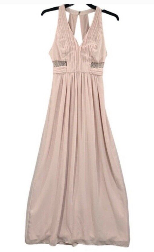 NWT BCBG SIZE 8 Pleated Lace Insert V-Neck Maxi Gown Dress MSRP $138