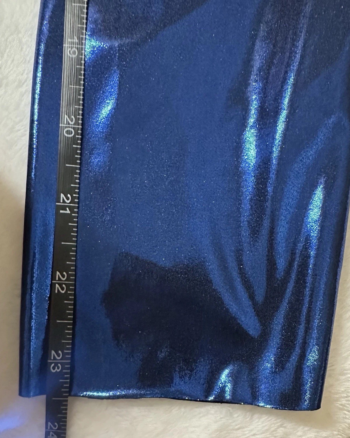 ZARA Draped Laminated Mini Dress Metallic Blue Ruched V Neck NWT Size L