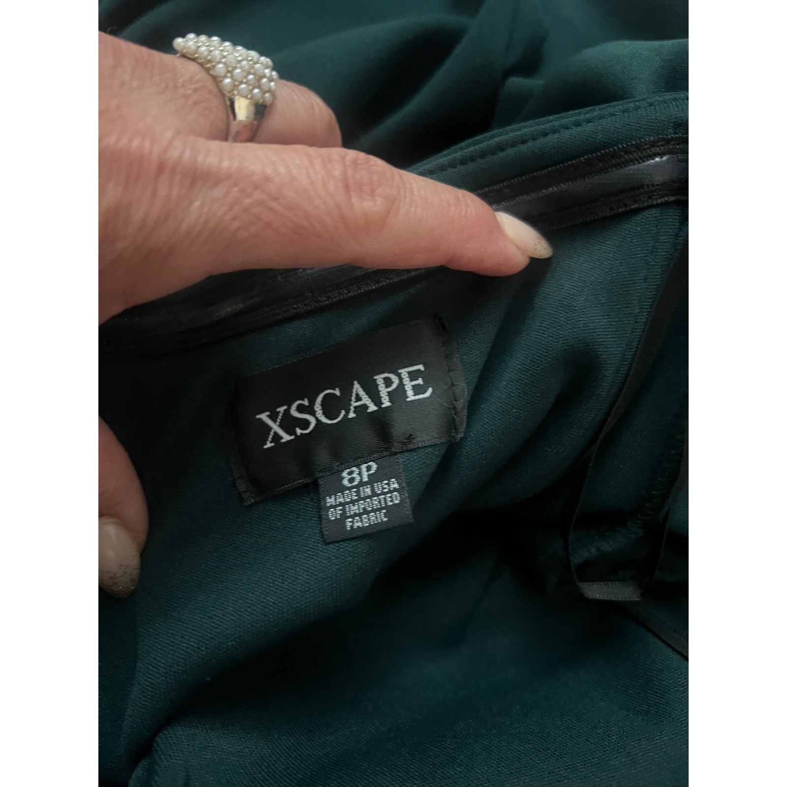 XSCAPE Pine Green Off the Shoulder Ruffle Evening Gown 8P 3856XP