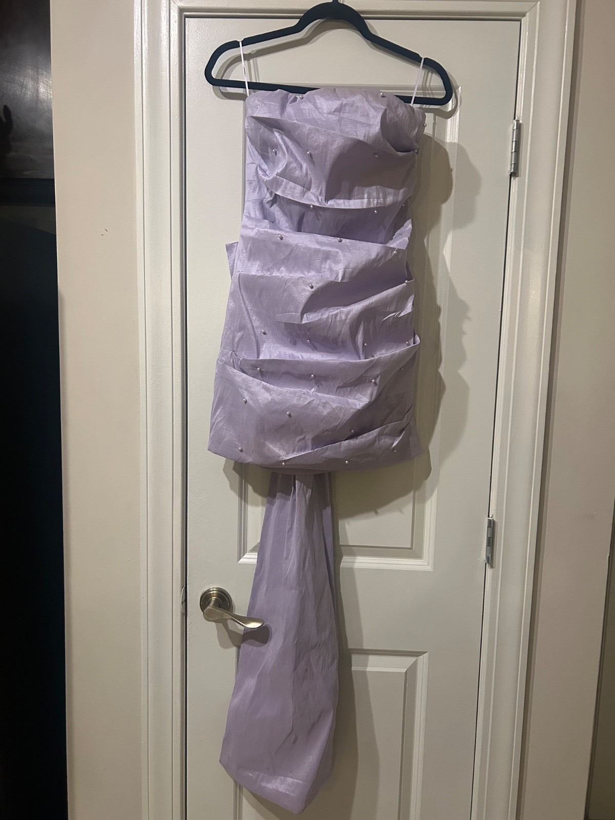 Allison + Kelly Women’s Strapless Lavender Pearl Embellished Bow Dress Size XL