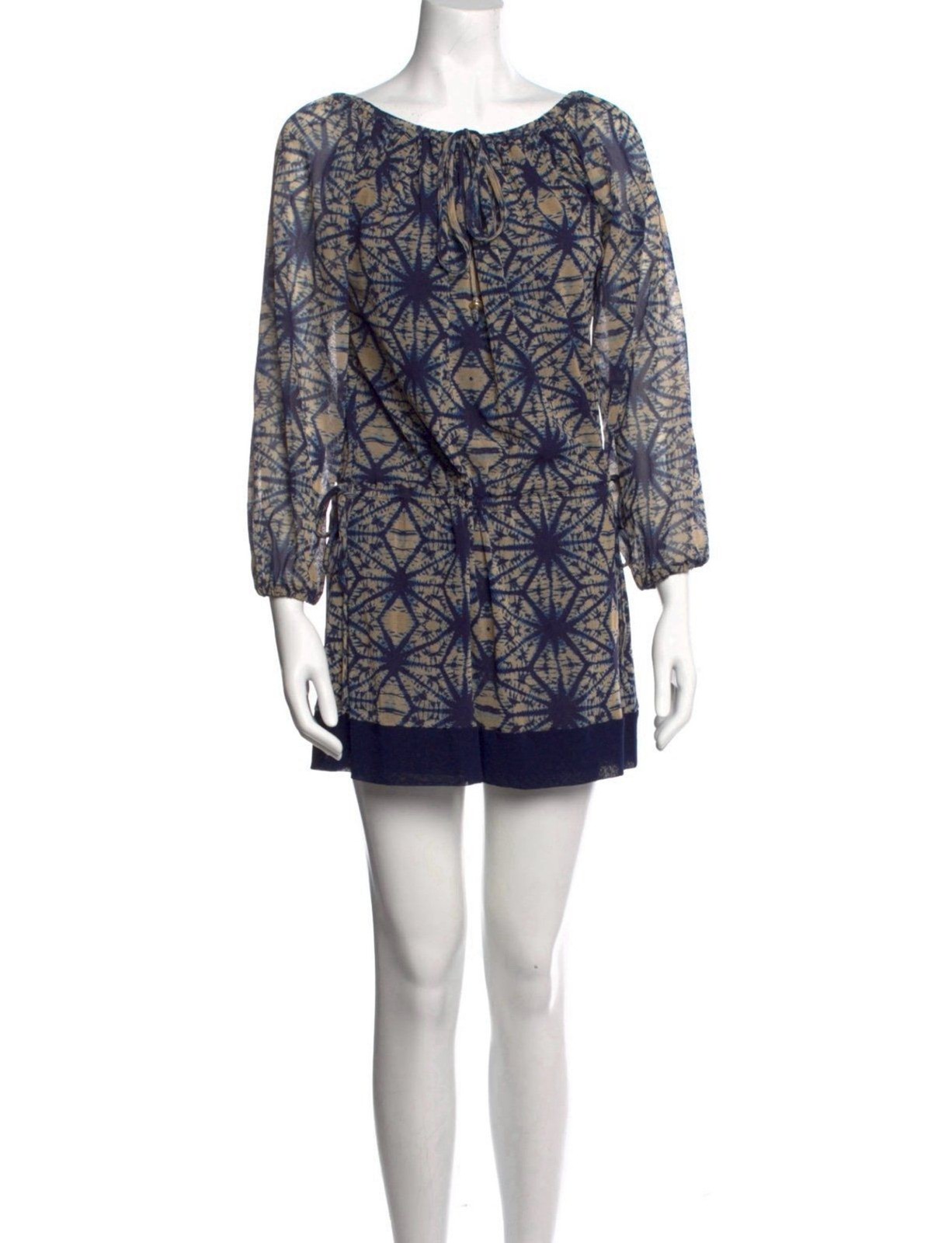 Jean Paul Gaultier Rare Y2K Vintage Sheer Mesh Abstract Drawstring Waist Dress S