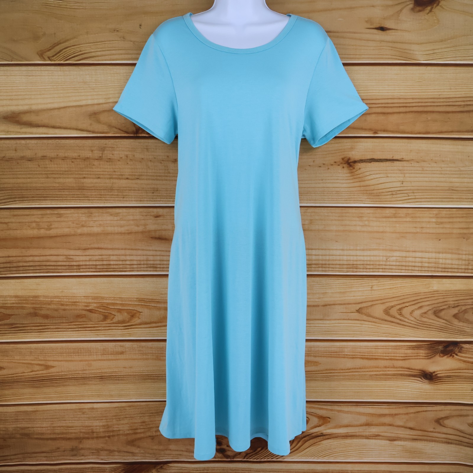 LuLaRoe Midi Dress Womens Size M Blue Polyester Blend Pockets Stretch