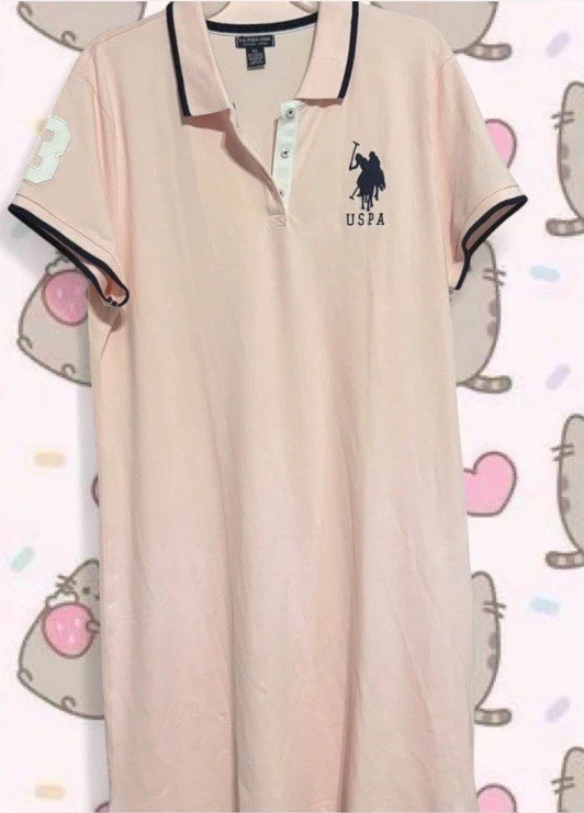 Ralph Lauren Polo Pony Shirt Dress Tennis Golf, Preppy in Pink Peach Sz Xl New