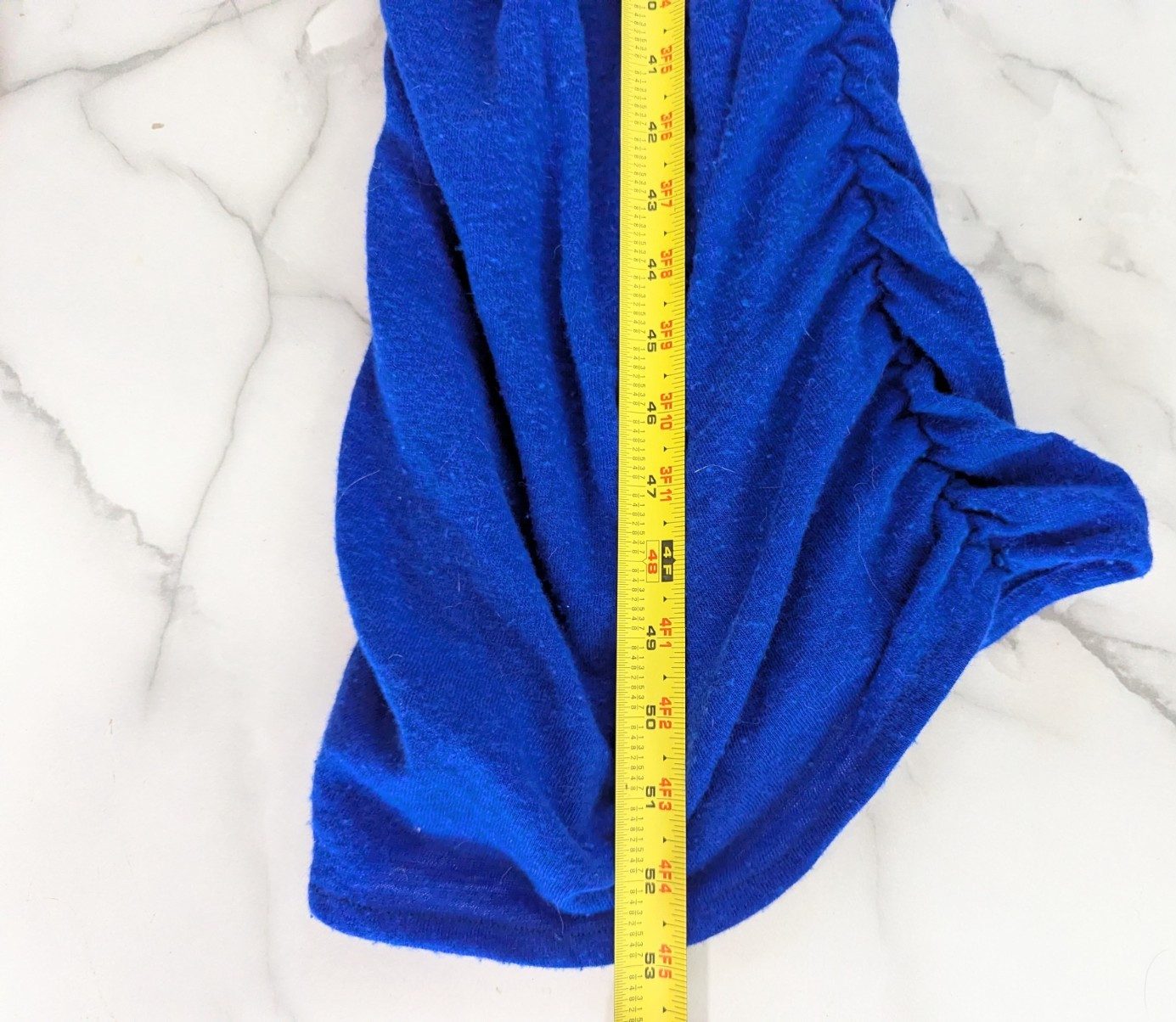 Patrick Kelly Vintage Wool Rabbit Blend Knit Dress Cowl Dress Ruched Blue 2