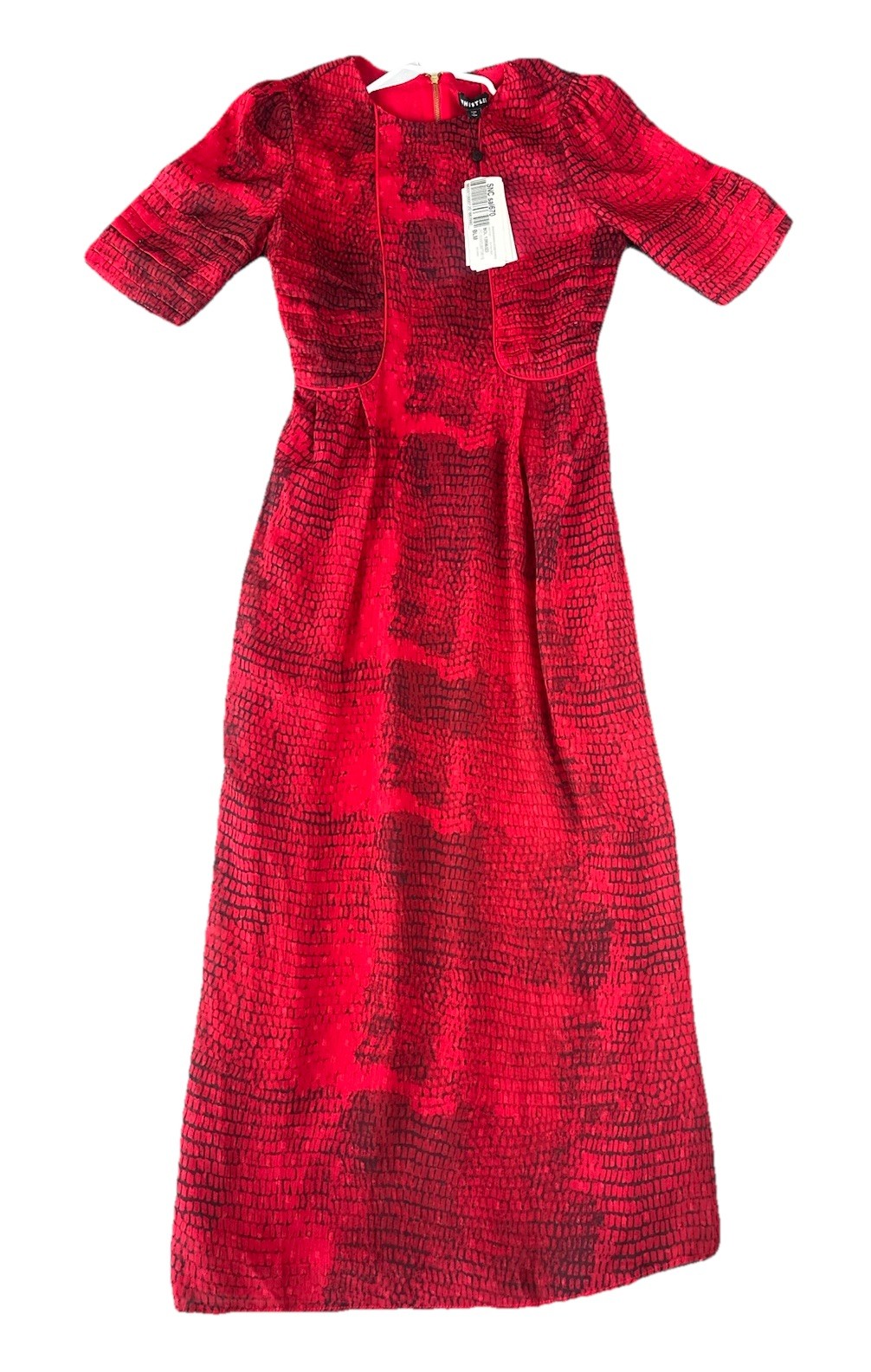 NEW Whistles Womens Snake Print Dobby Midi Dress Red Size US 2 NWT