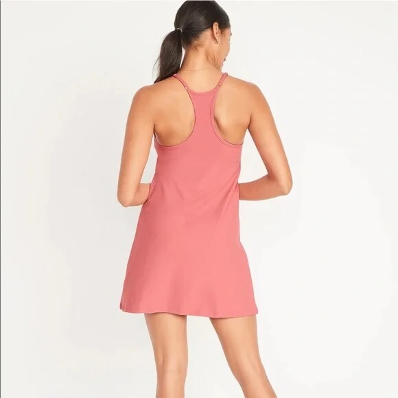 NEW Old Navy Powersoft Sleeveless Shelf-Bra Active Tennis Rose Dress Women L NWT