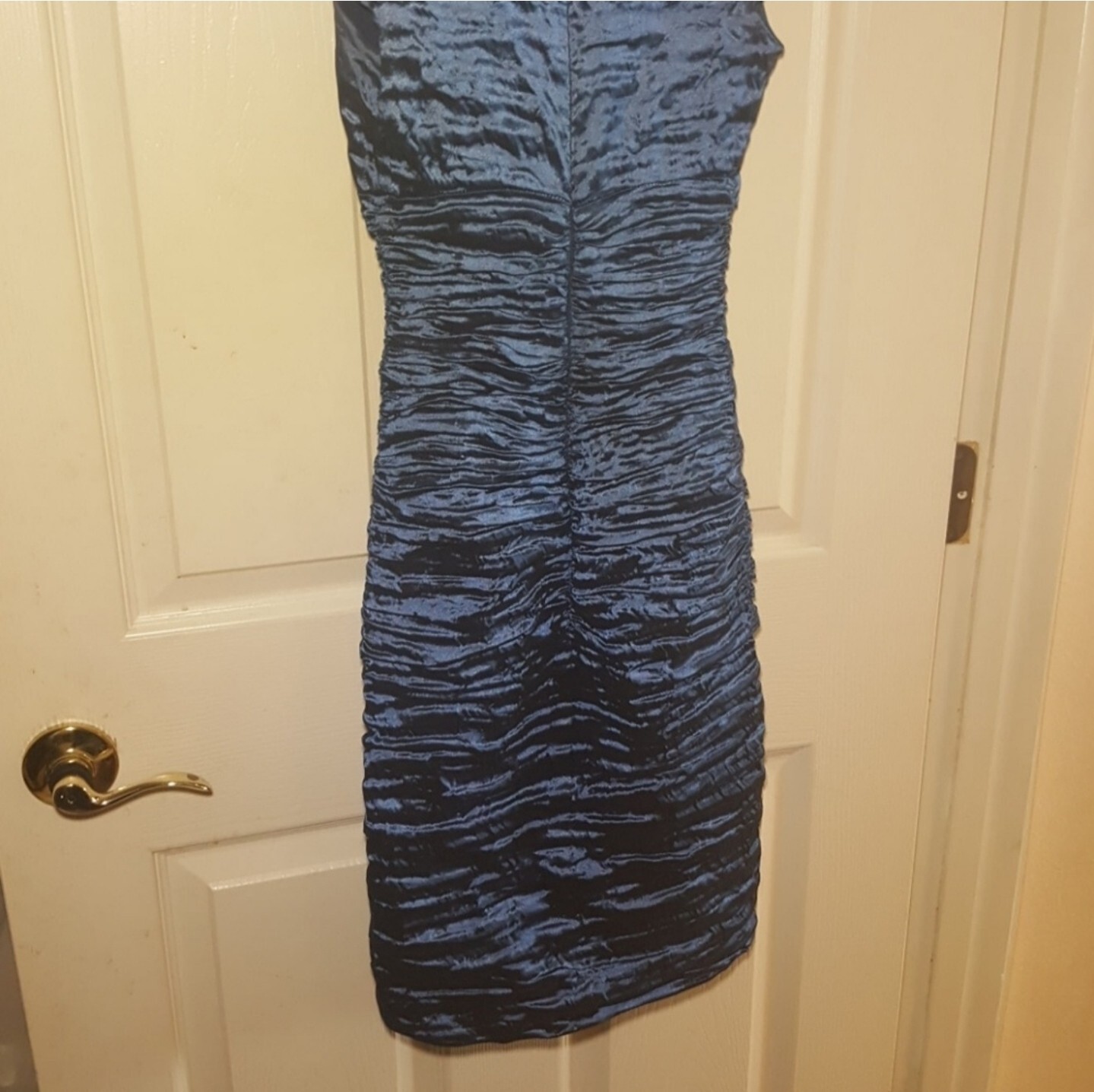 Nicole Miller Botique Blue Techno Crinkle Stretch Taffeta Dress Size4 MSRP $450