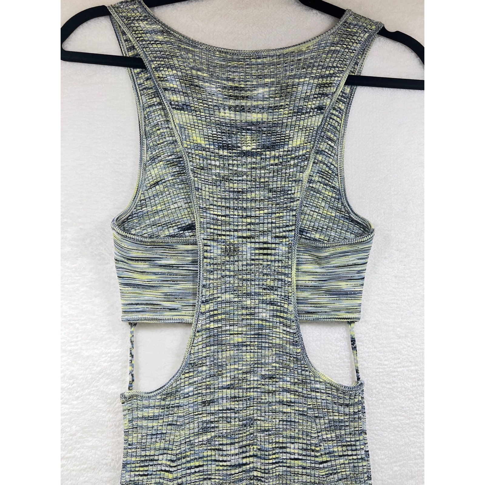 Jonathan Simkhai Colleen Midi Dress Medium Rib Knit Cut Out Basil Space
