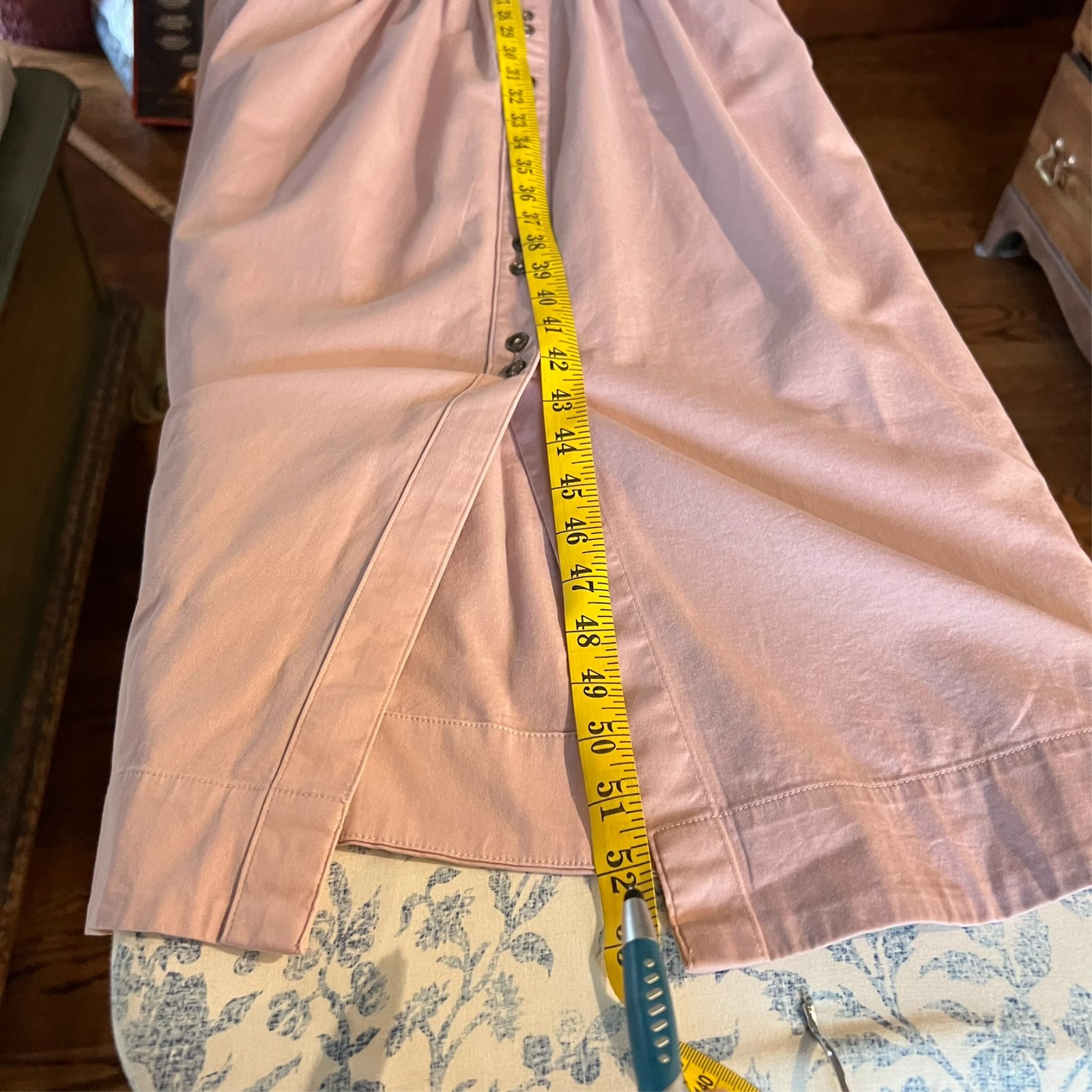 Banana Republic Pink Pintuck Maxi Shirt Dress Fit Flare Cotton Small Minimalist