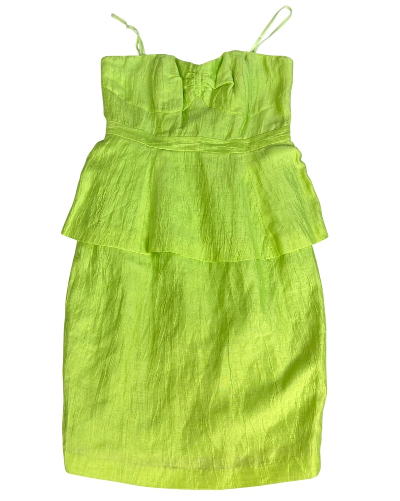 Tracy Reese Jasmine Green Peplum Bustier Dress NWT Sz 6 Linen Blend Womens Beach