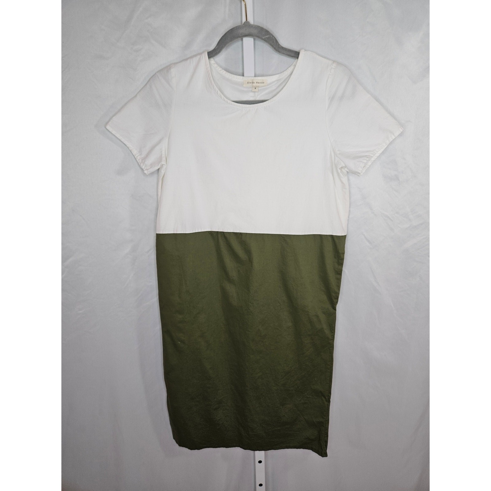 Stevie Hender Women’s White & Green Midi Dress Size Small