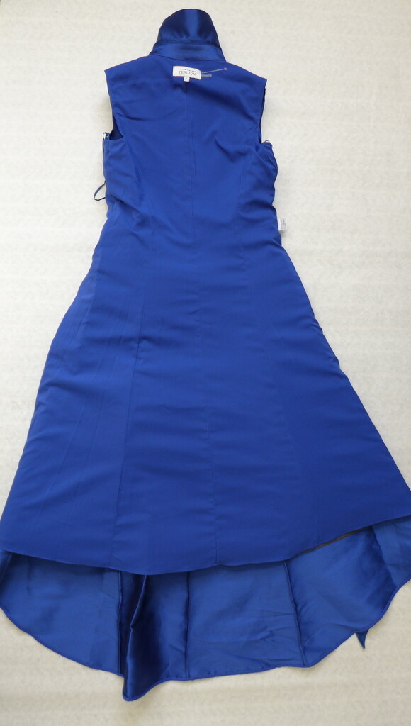NWT TERI JON by Rickie Freeman Sequin Mikado High-Low Shirtdress in Royal 2/4
