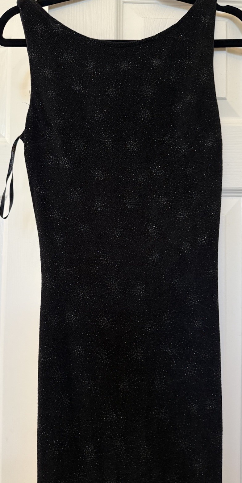 Vintage Y2K Jessica McClintock Millennium 2000 Black Sparkle Mermaid Gown Size 4