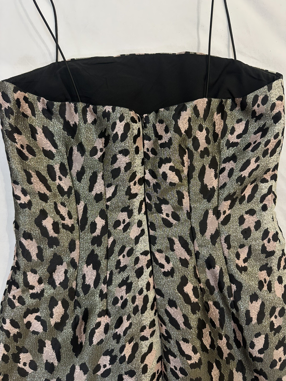 BWLDR Leopard Print Mini Dress Size 8 | Metallic Jacquard Party Dress Y2K
