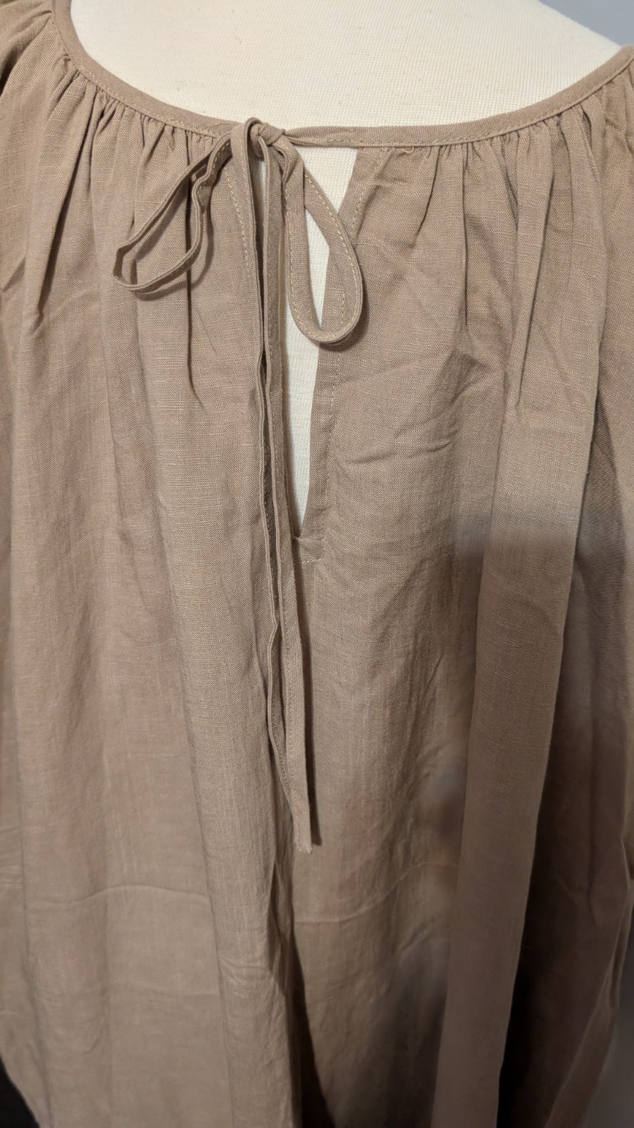 Amente Tan Lt Brown Relaxed Flutter Sleeve Dress S/M NWT