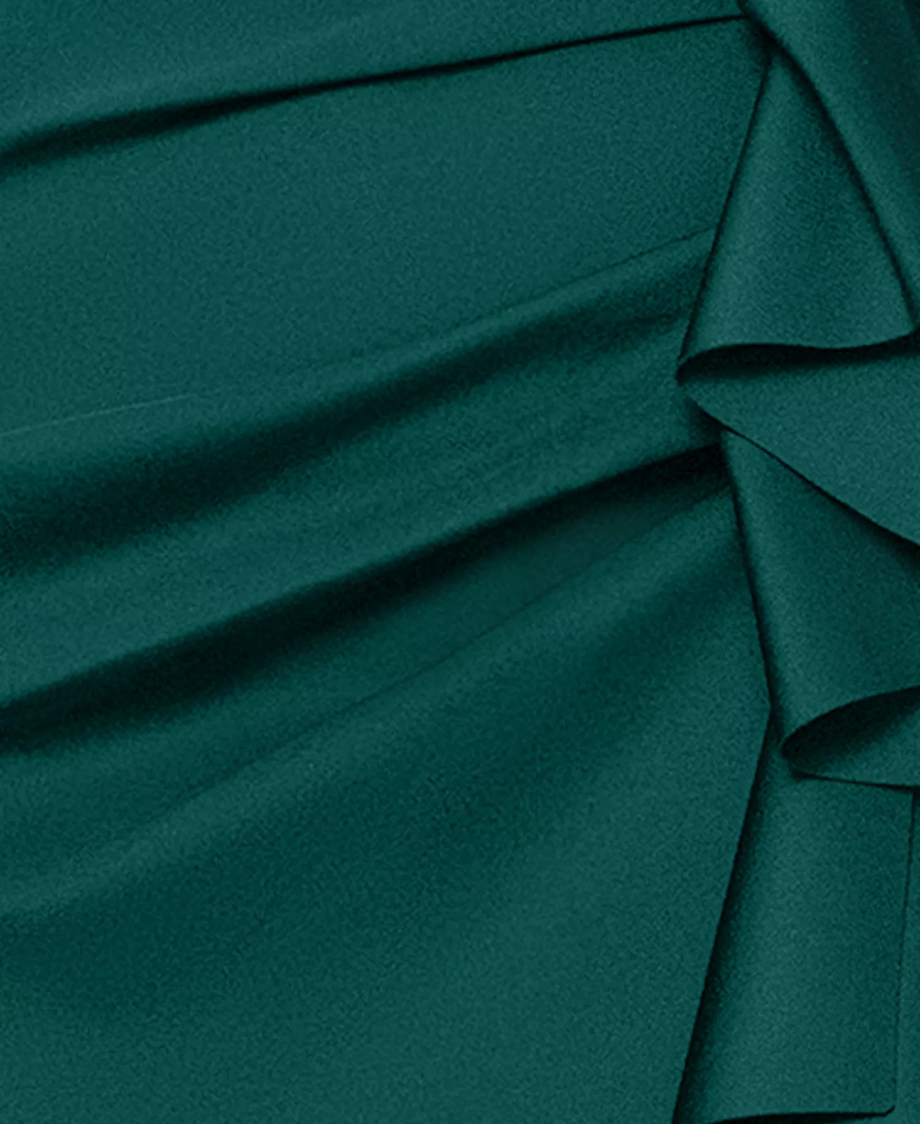Xscape Ruffled Gown Cascading Ruffle 3/4 Sleeve Ruched 12 Pine Green NWT $159