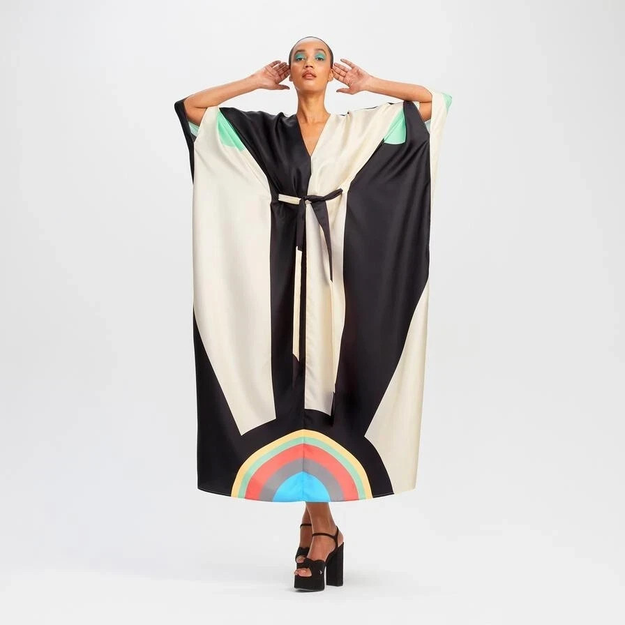 Soft Satin Silk Kaftan, Causal Beach Wear Kaftan, Resort Wear Kaftan Dress J5631
