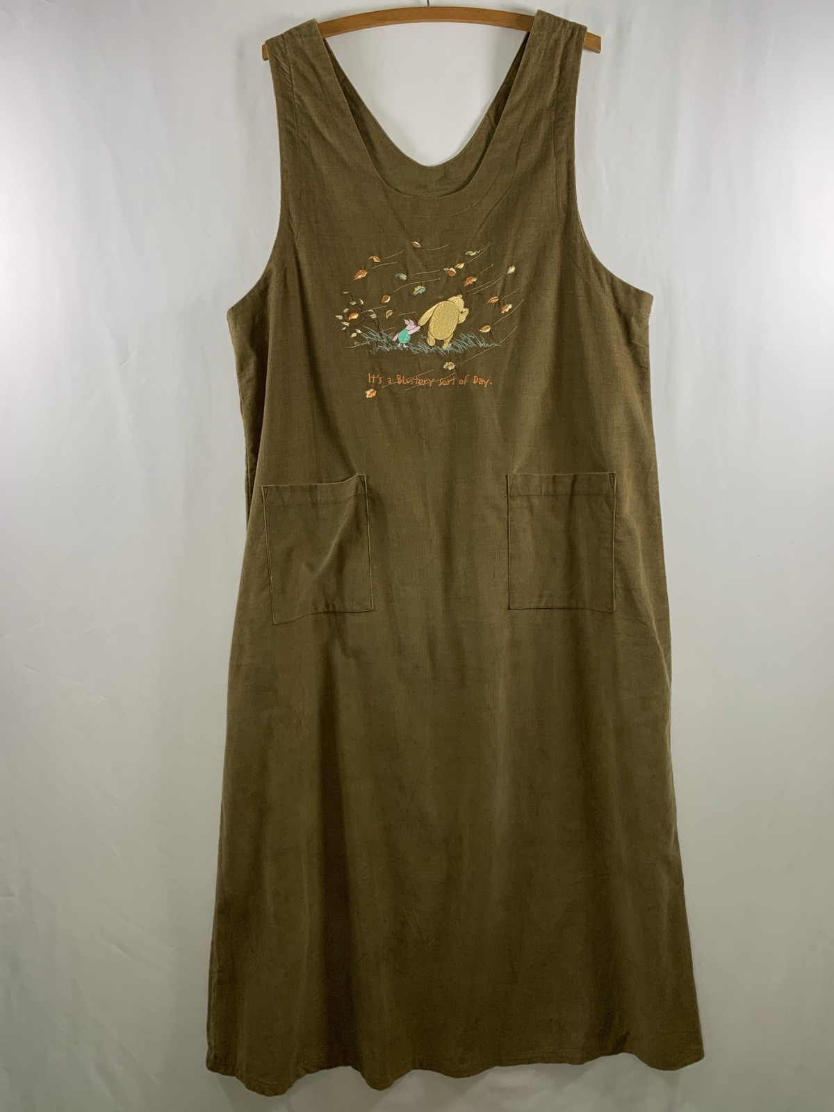 Disney Womens Winnie The Pooh Corduroy Overall Jumper Maxi Dress Sz XXL Teacher