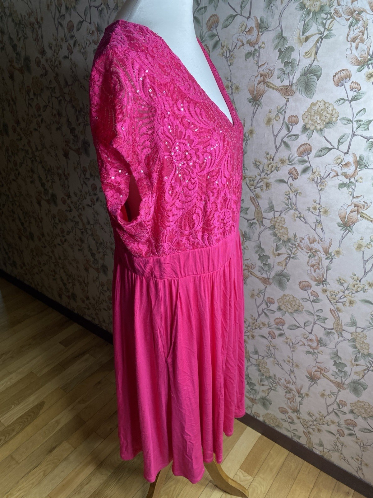 Torrid At The Knee Super Soft Lace Sequin Contrast Fit N Flare Dress Size 1X