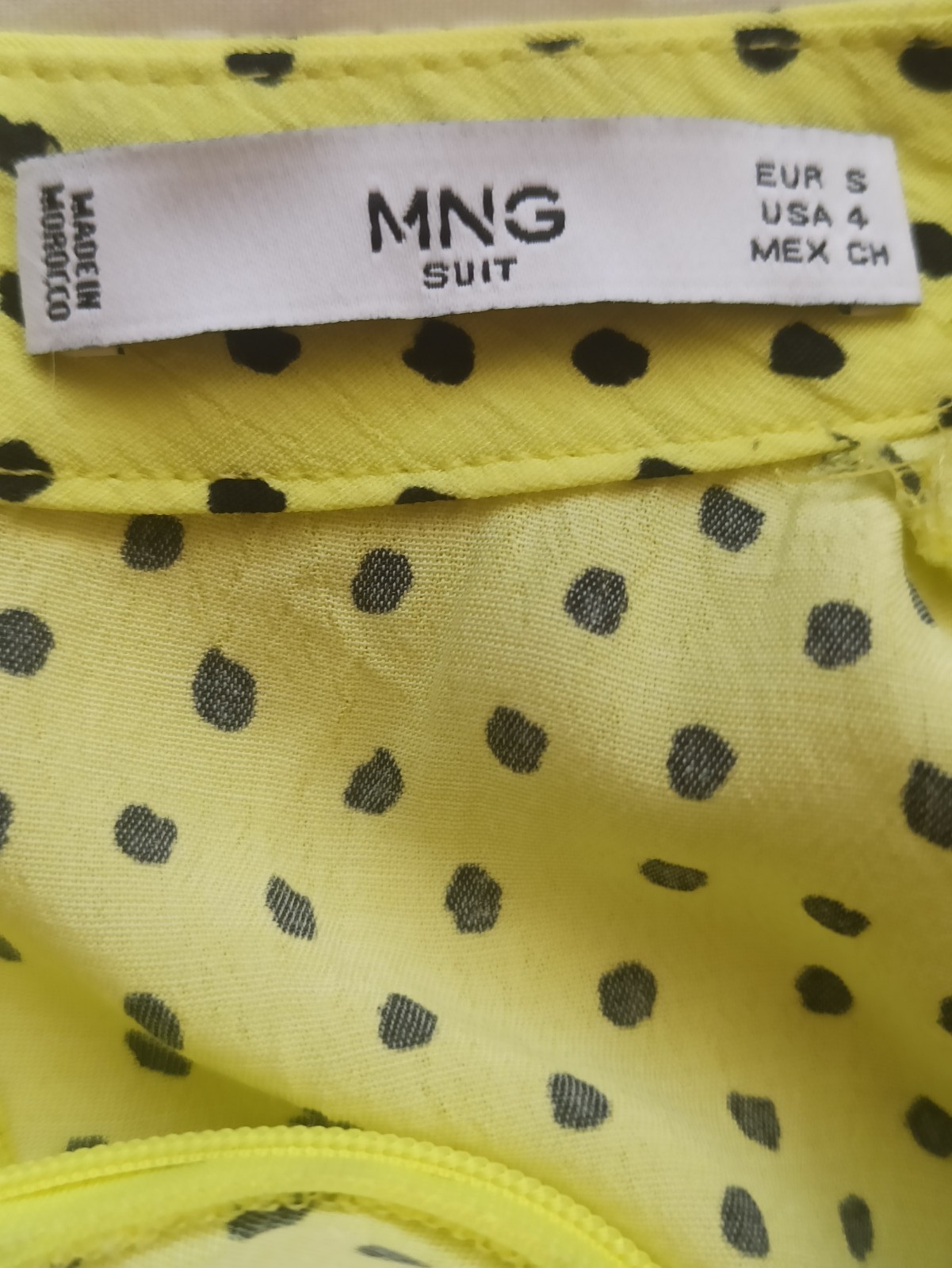 Mango summer dress, midi dress with zip size S colour yellow polka dot