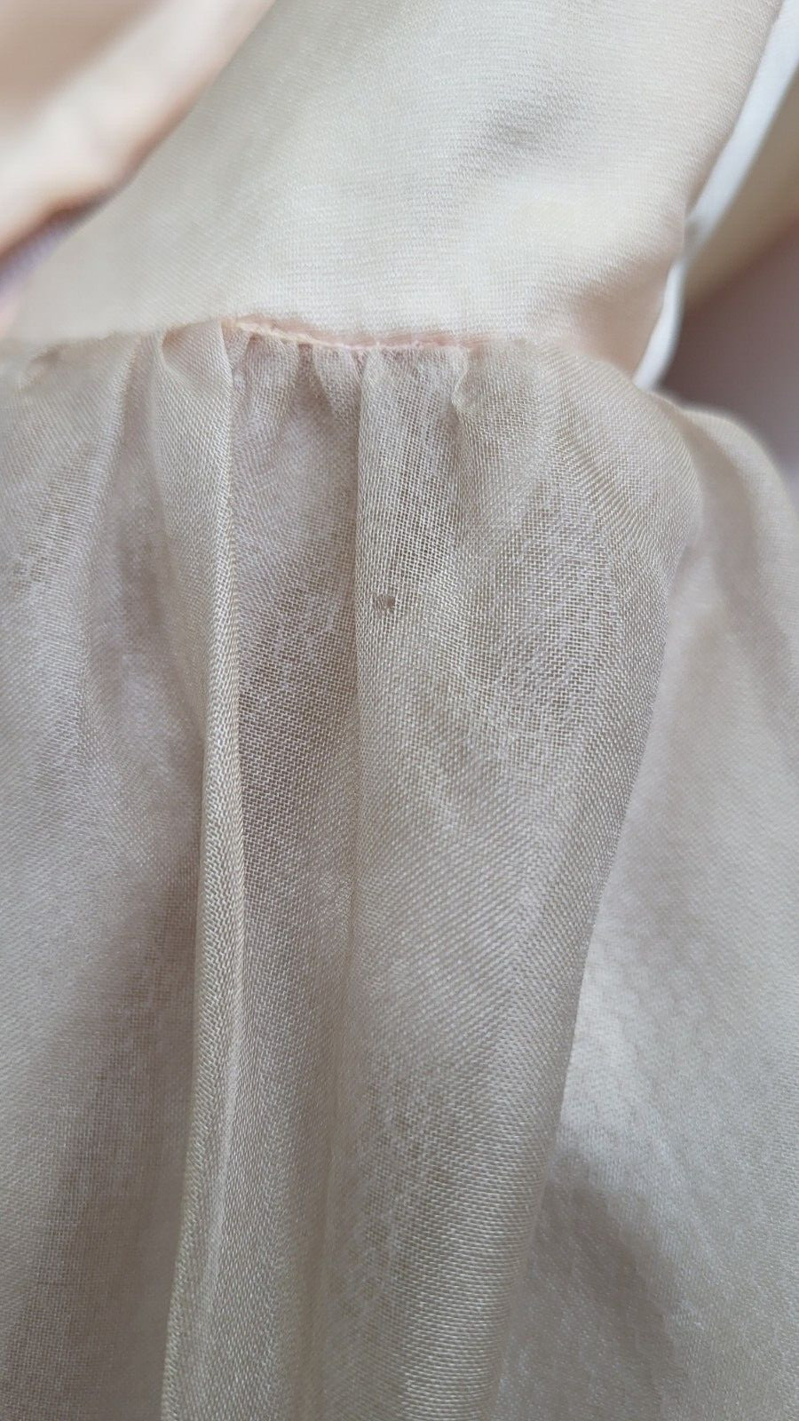 Vintage 1950s Peach Satin Dusty Rose Organza Tulle Party DRESS Size S G2U